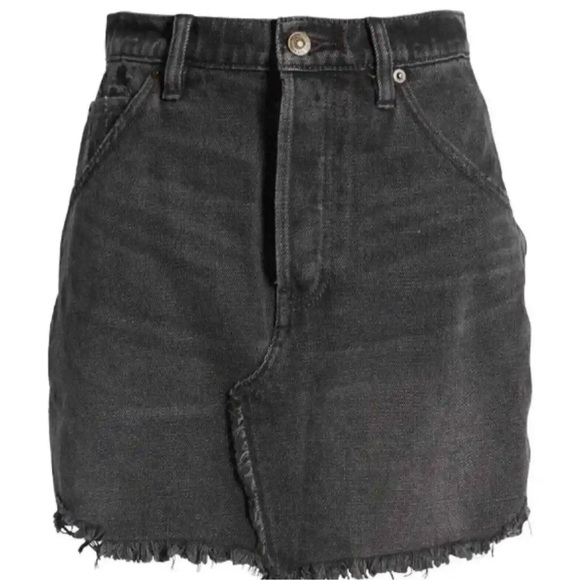 SALE!! NWT Free People Brea Cut Off Denim Mini Skirt in Faded Black - Picture 2 of 6